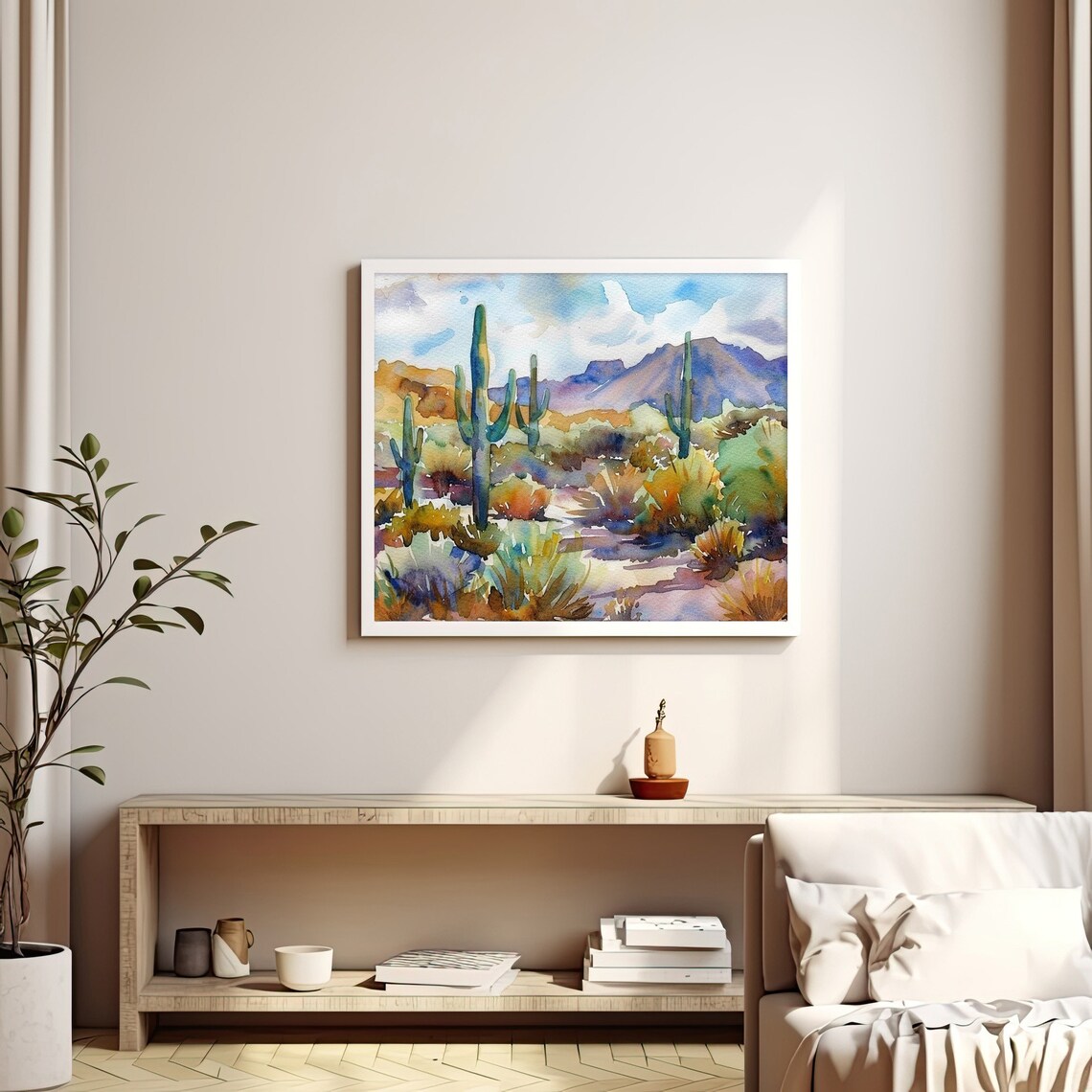 Sedona Arizona Watercolor Art Print, Cactus Travel - Image 3