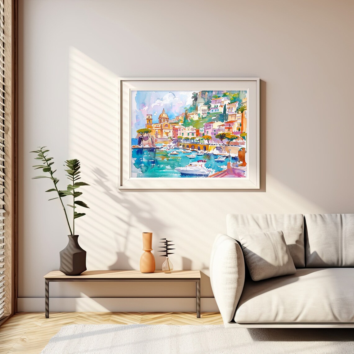 Sorrento Watercolor Cityscape Art Print, Italy Travel - Image 2