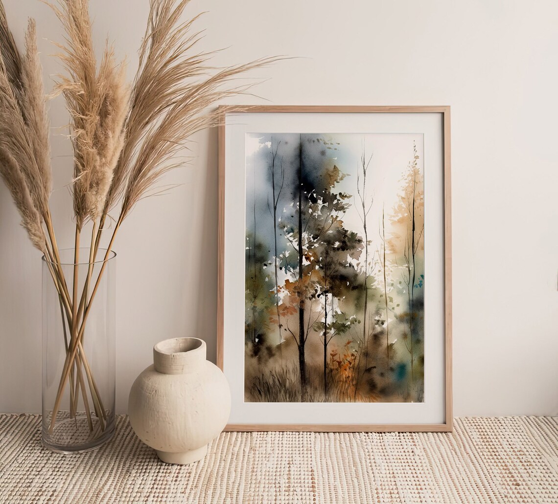 Foggy Forest Watercolor Art Print, Vermont Landscape - Image 3
