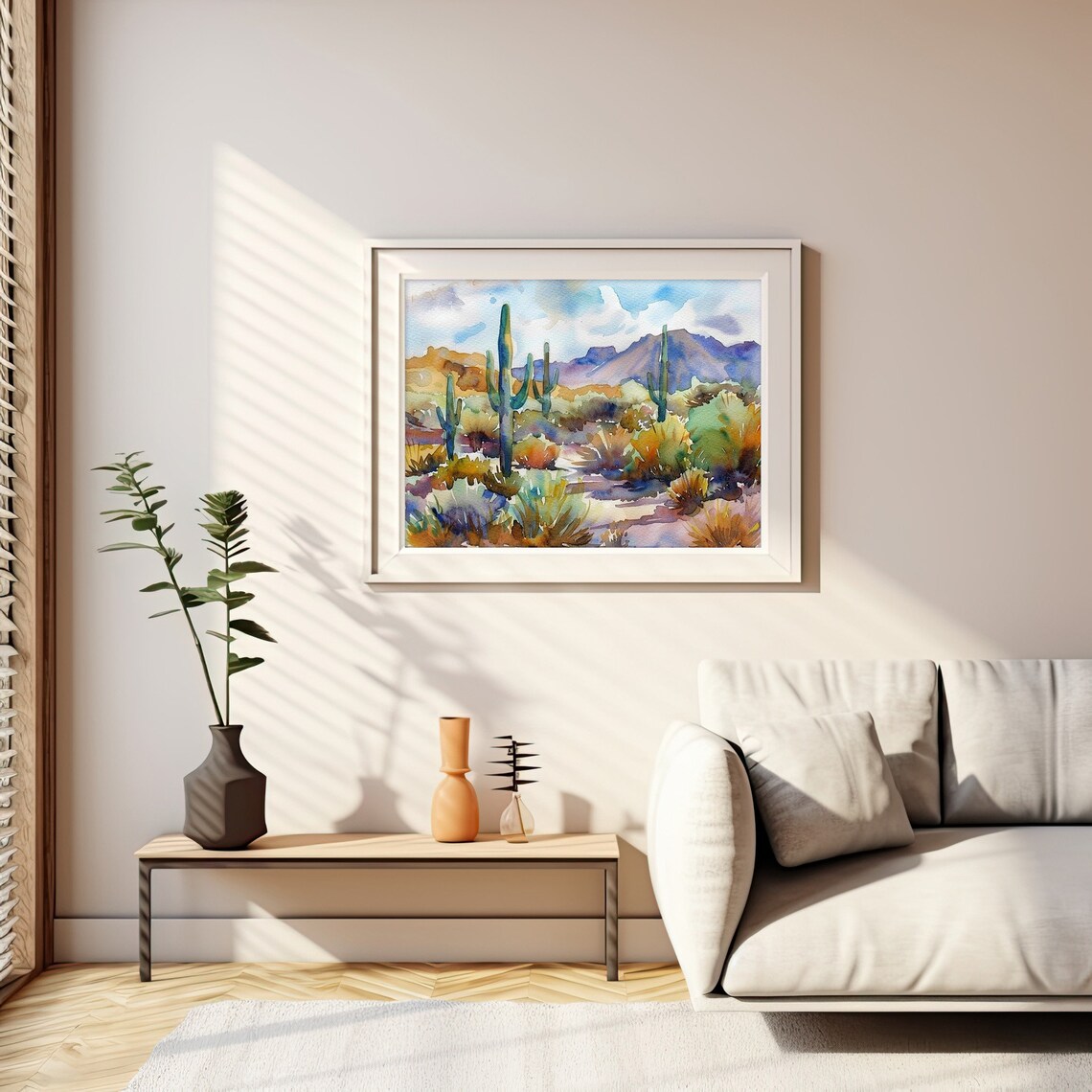 Sedona Arizona Watercolor Art Print, Cactus Travel - Image 2