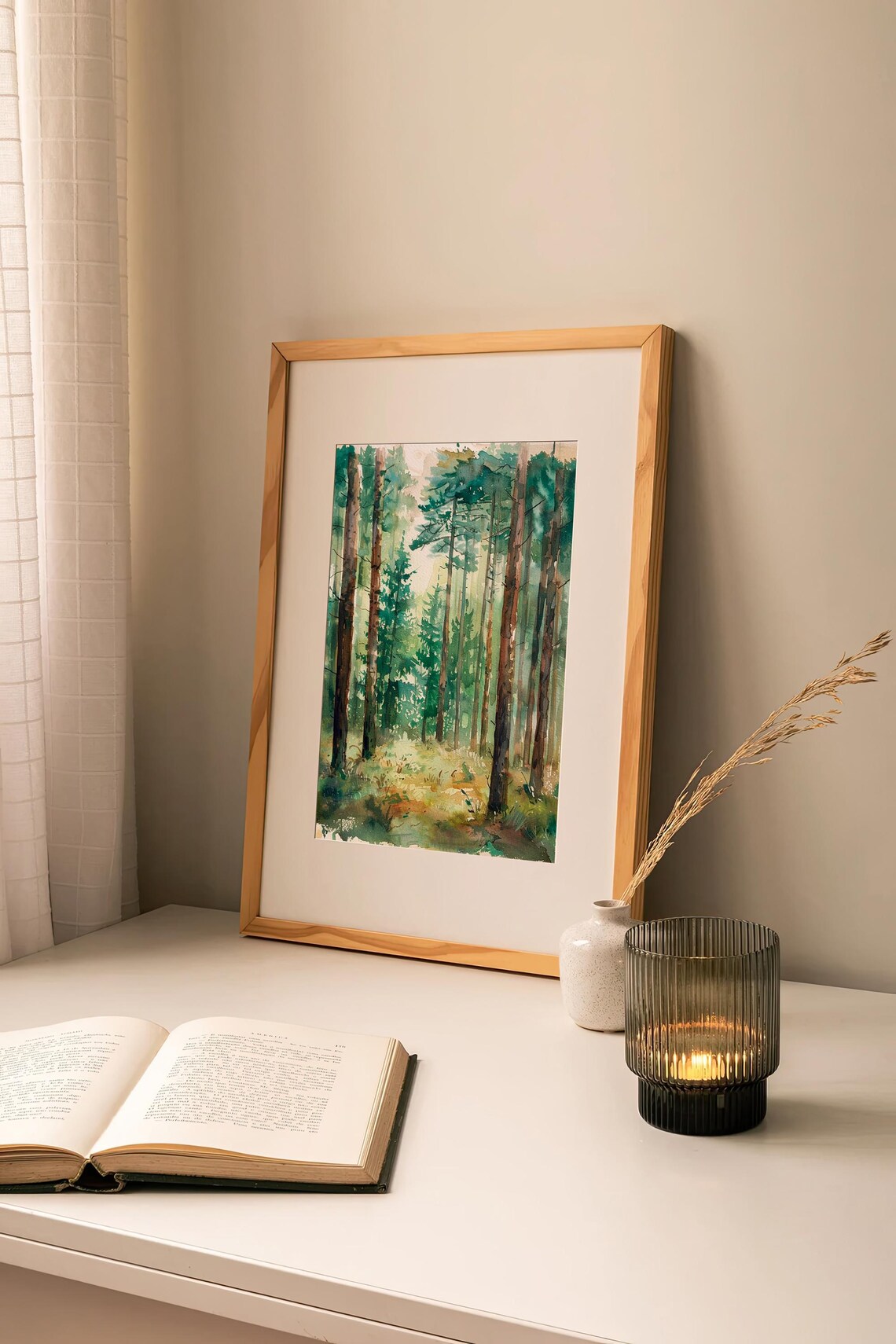 Colorado Pine Forest Morning Sunlight Watercolor Woodland Poster - Image 2