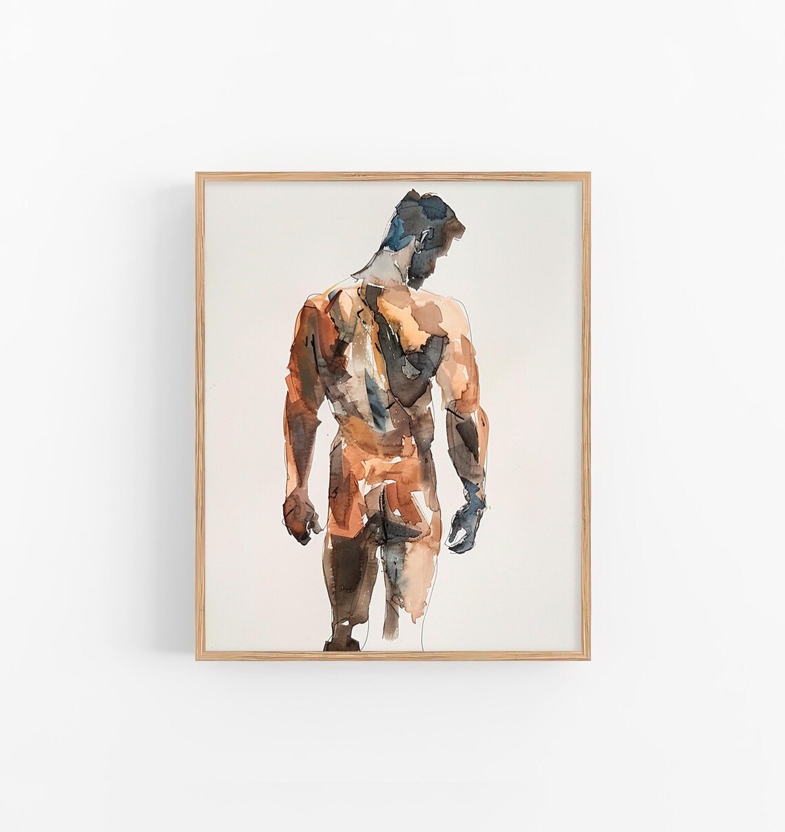 Gay Male Body Watercolor Art Print, Gifts for Him