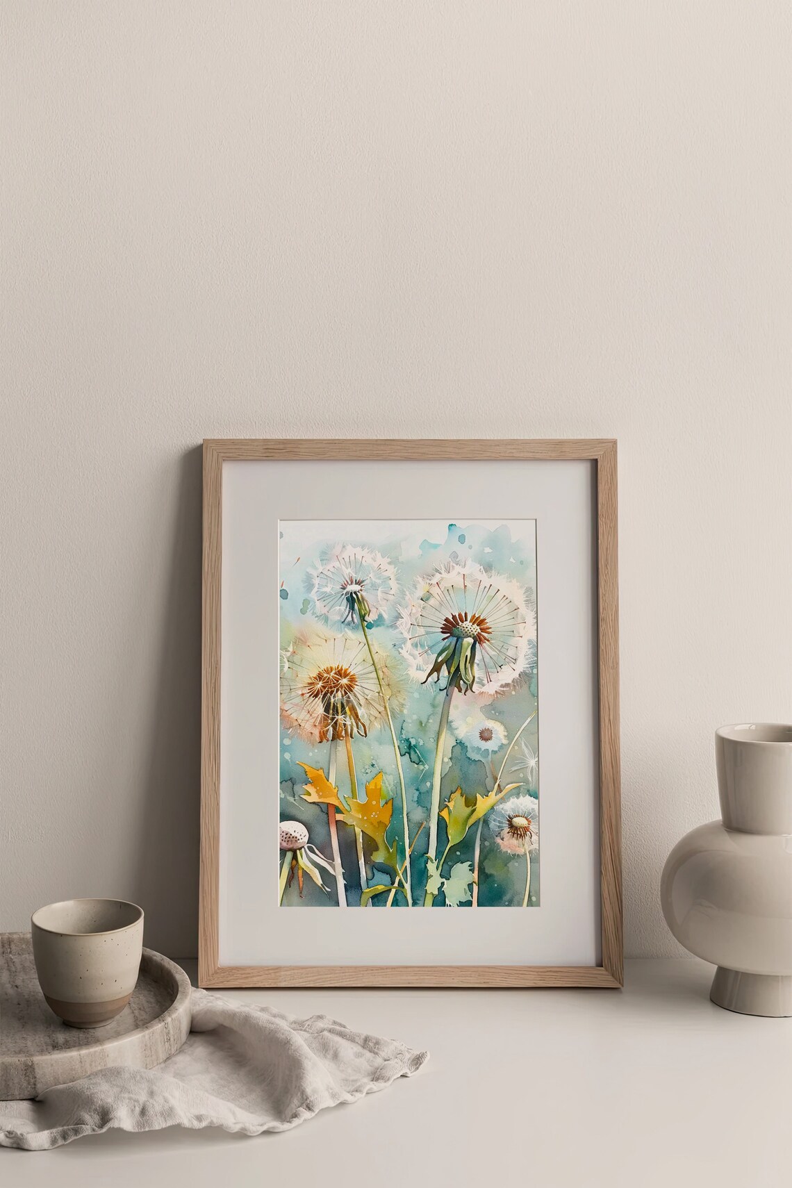 Dandelion Seeds Watercolor Wildflowers Airy Botanical Farmhouse Print - Image 3