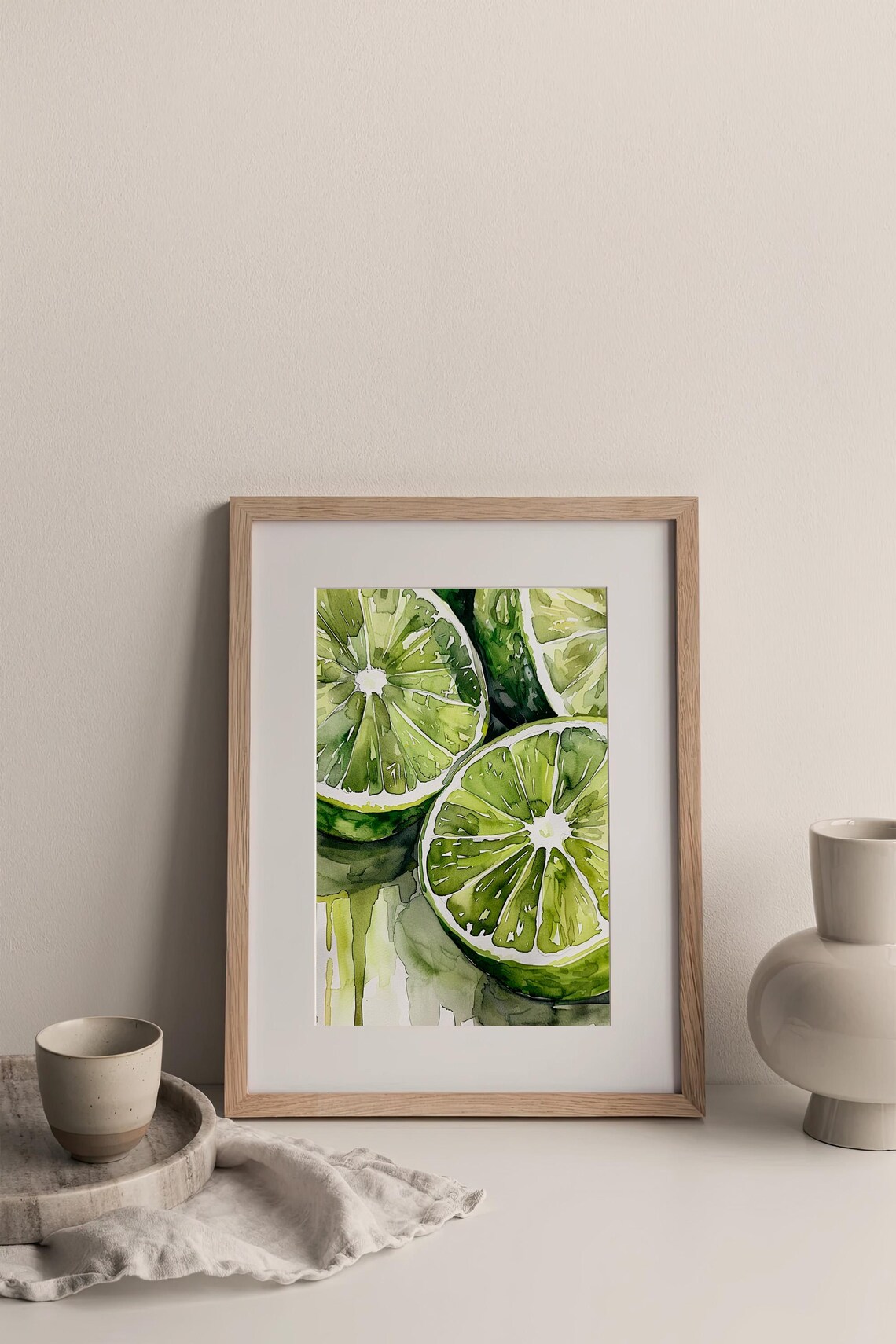 Lime Slices Watercolor Painting Kitchen Art Print - Image 3