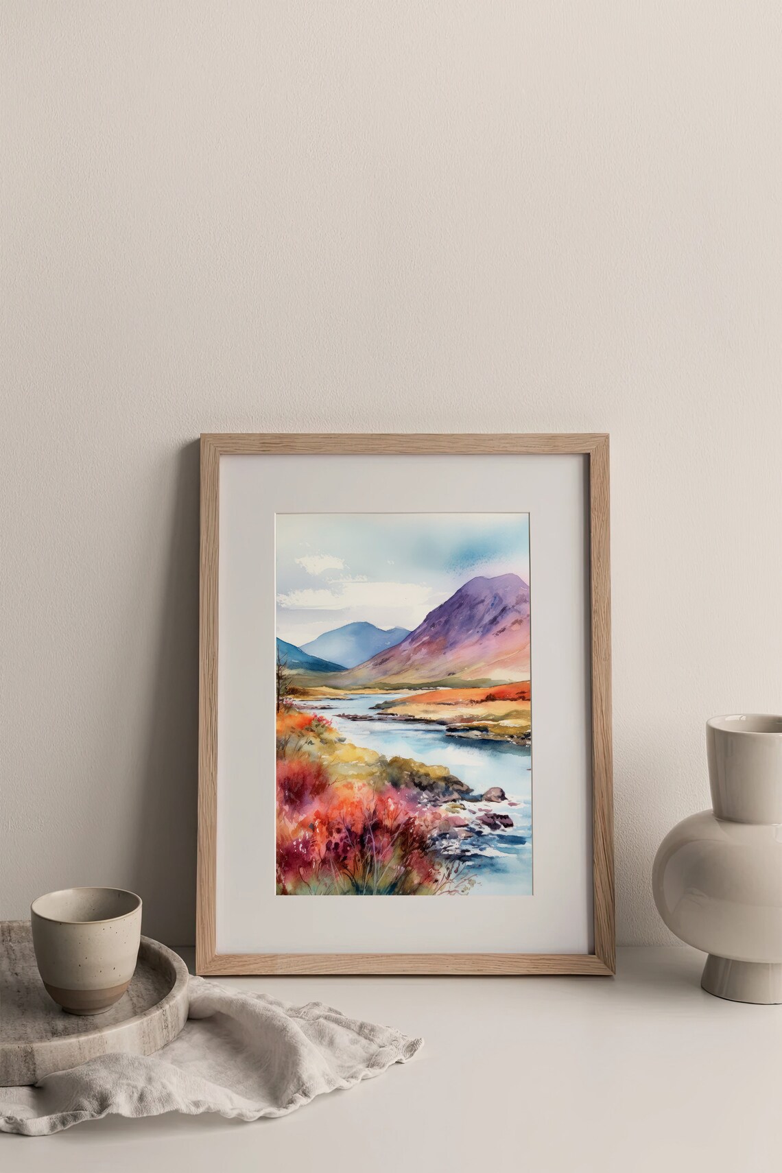 Glen Coe Watercolor Scotland Landscape Art Print - Image 3