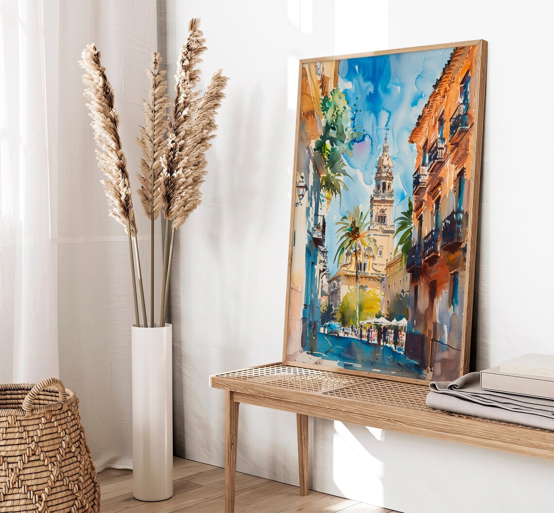 Seville Spain Cityscape Watercolor Art Print - Image 2