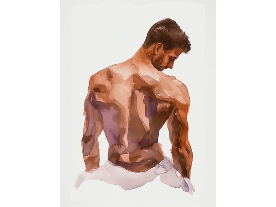 Gay Watercolor Art Print Men Body Art Print Male Body Watercolor Painting Gifts For Men