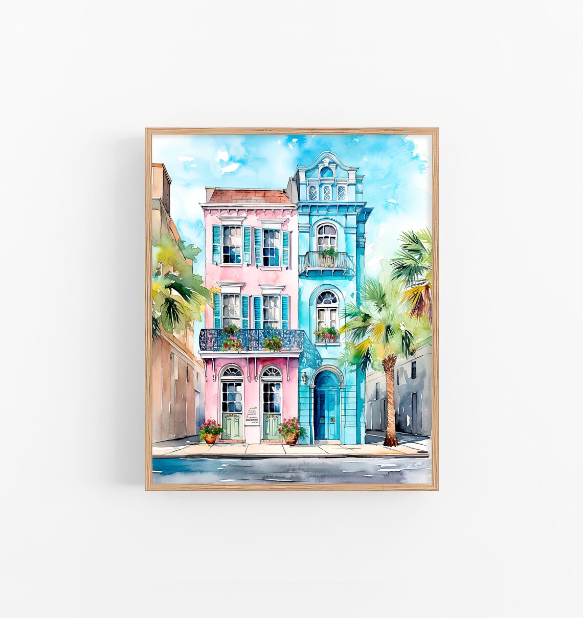 Charleston Watercolor Painting Art Print, Cityscape