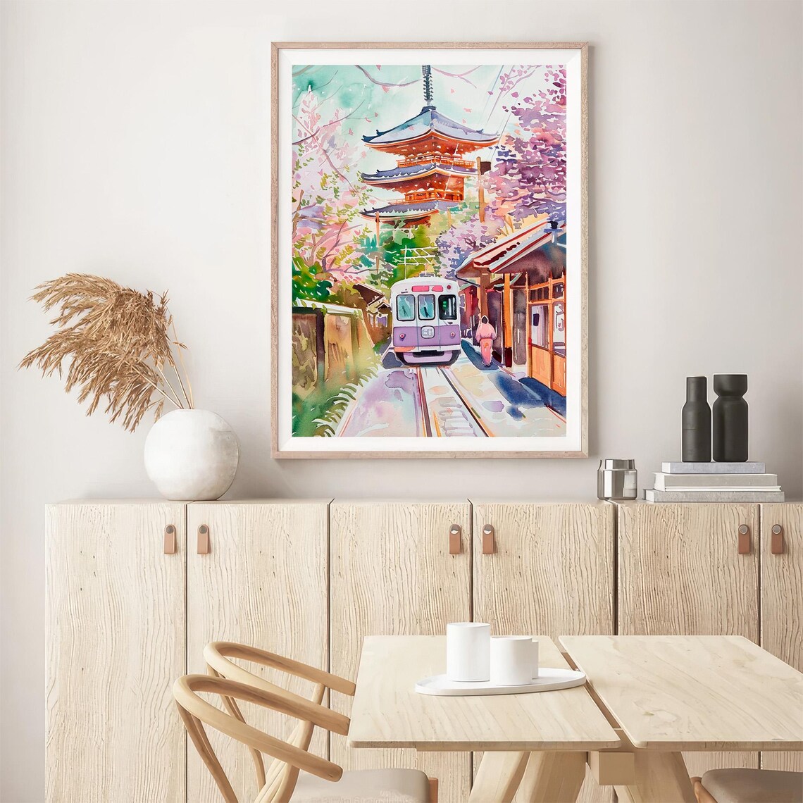 Kyoto Watercolor Travel Poster, Japan Cityscape - Image 5