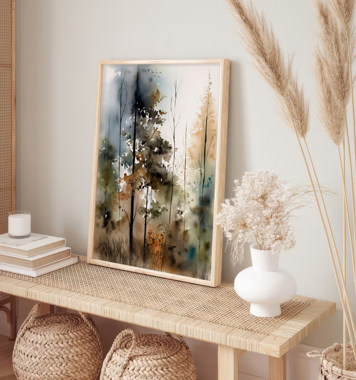 Foggy Forest Watercolor Art Print, Vermont Landscape - Image 5