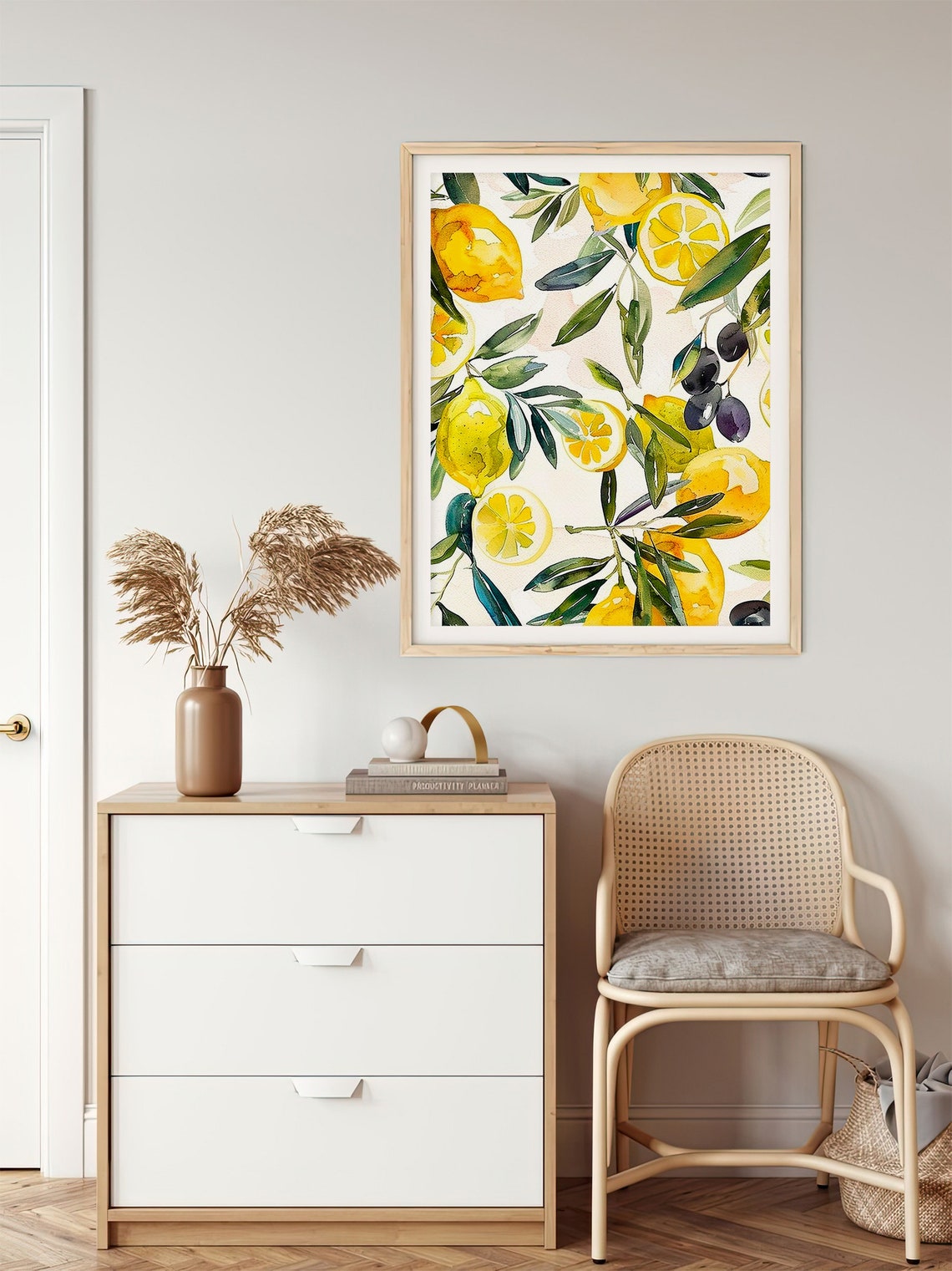 Lemons And Olives Watercolor Botanical Citrus Kitchen Art Print - Image 5