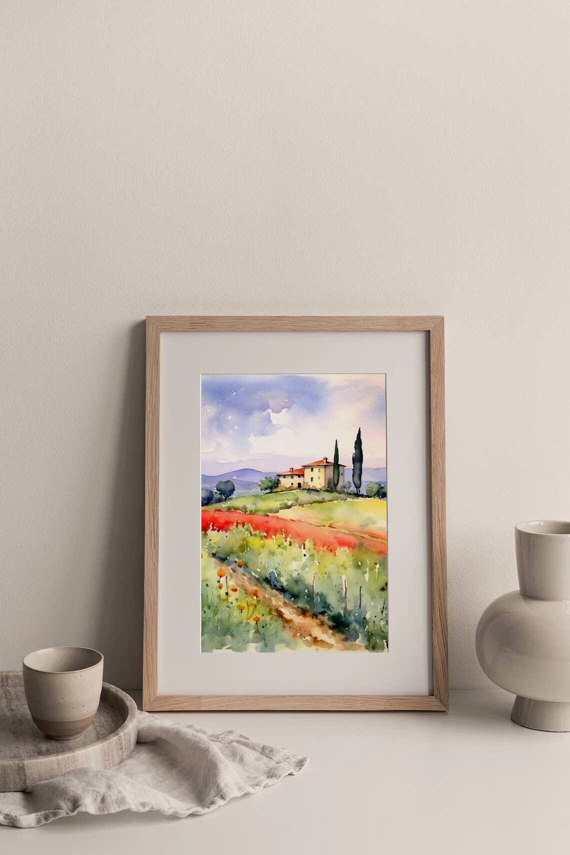 Tuscany Countryside Watercolor Art Print - Image 3