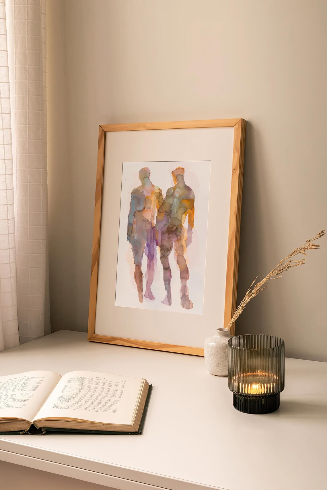 Male Bodies Watercolor Friendship Art Print - Image 2
