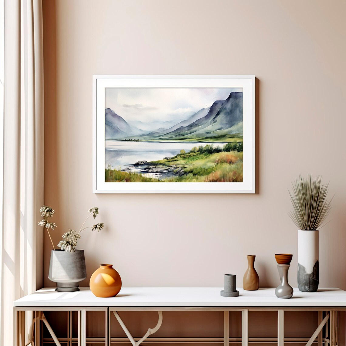 Loch Ness Lake Painting Scotland Landscape Art Print - Image 5
