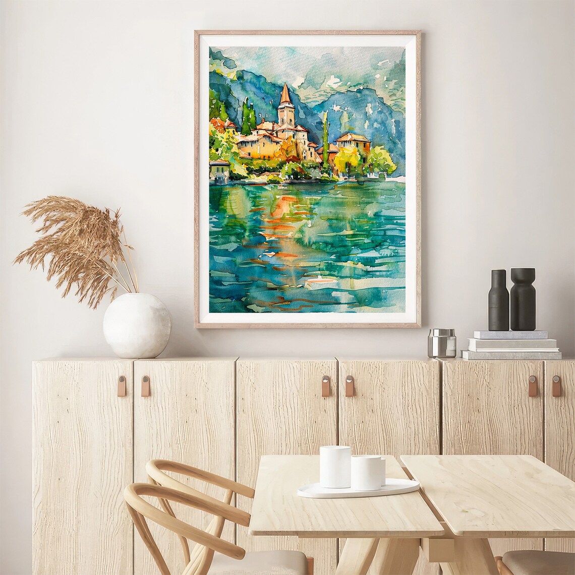 Lake Annecy Watercolor Art Print, France Landscape - Image 5