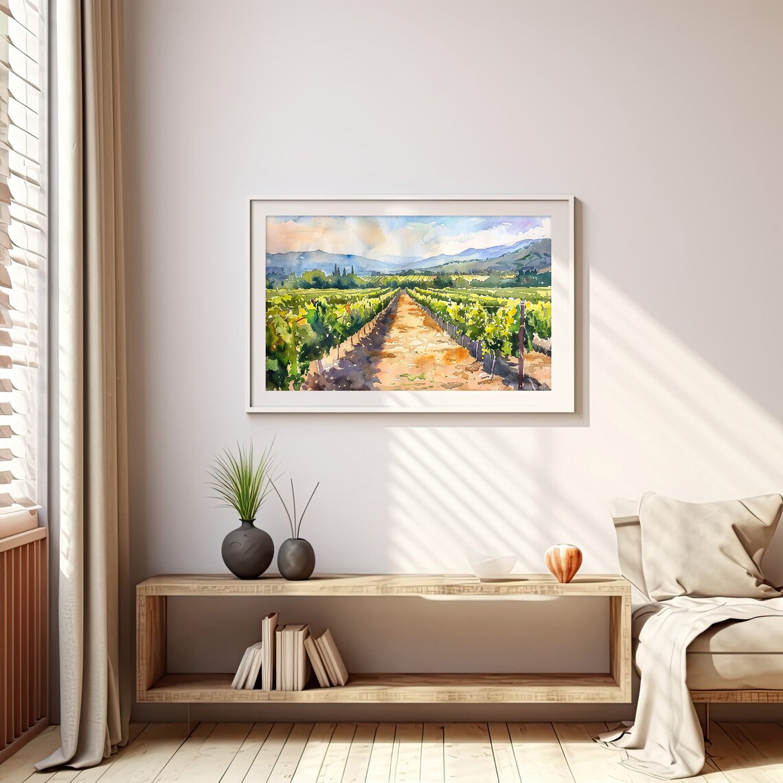 Napa Valley Vineyard Rows California Wine Country Watercolor Poster - Image 5