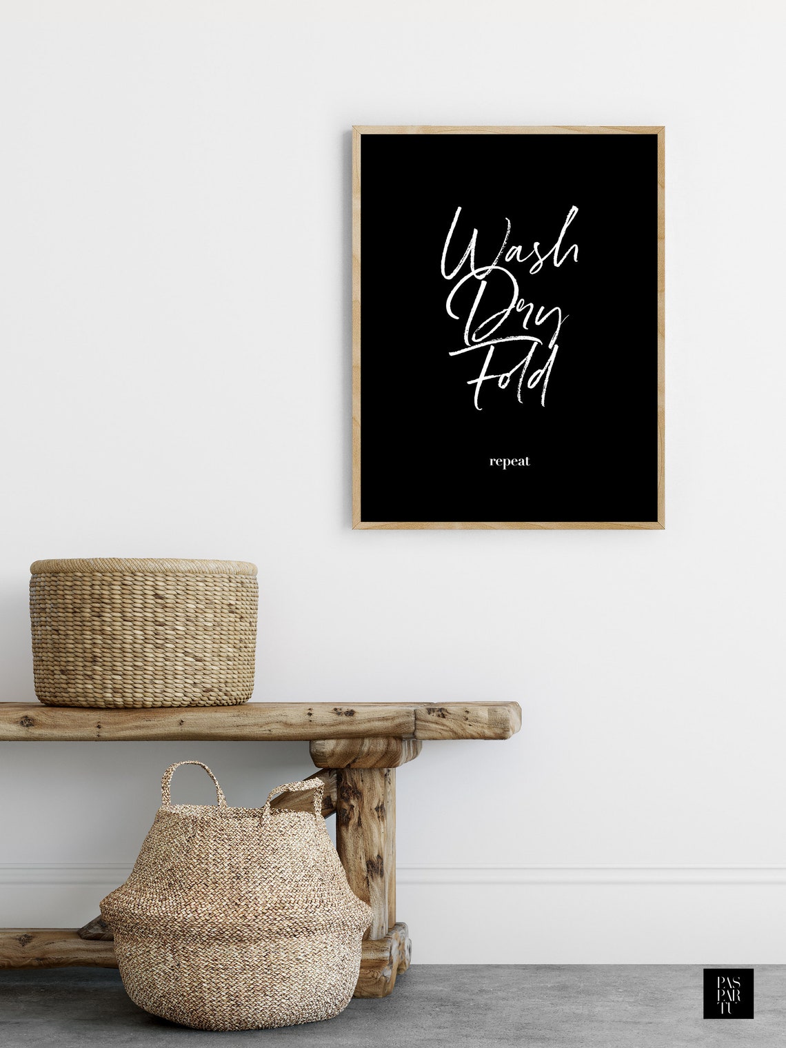 Wash Dry Fold Repeat Laundry Funny Print Laundry Black And White Modern Laundry Wall Art Black Laundry Room Decor Black Laundry Room Sign - Image 4