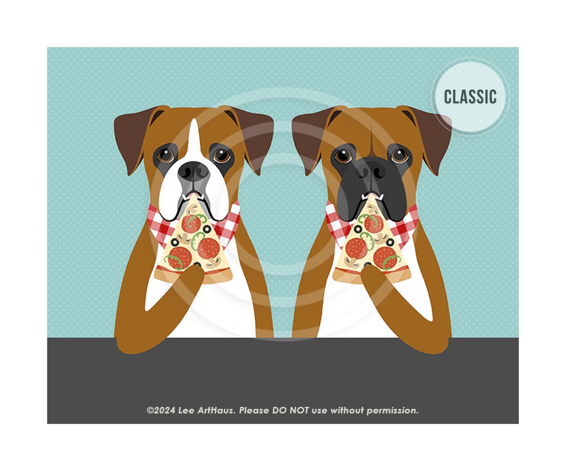 827dp Boxer Dogs Two Boxer Dogs Eating Pizza Art Funny Dog Gifts Dog Eating Pizza Dog Artwork Pizza Lover Boxer Mom Gifts - Image 8
