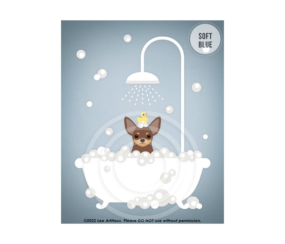 228dp Dog Decor Chocolate And Tan Chihuahua In Bathtub Wall Art Chihuahua Gifts Chihuahua Art Dog Decor Animals In Bathtub Prints - Image 2
