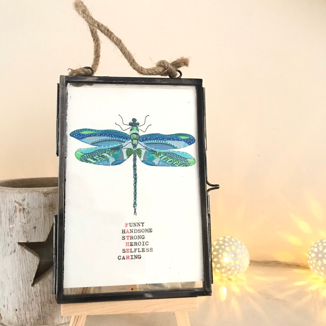 Dragonfly Watercolor Fathers Day Gift Inspiring Words Hand Painted Print - Image 2