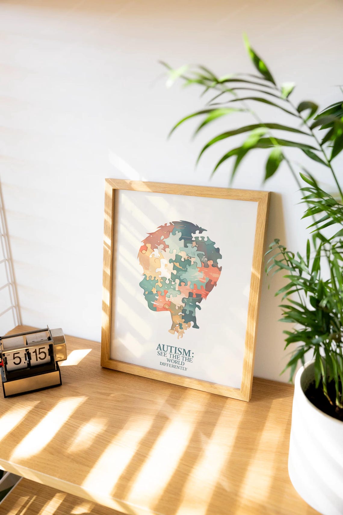 Autism Puzzle Piece Head See the World Differently Awareness Poster