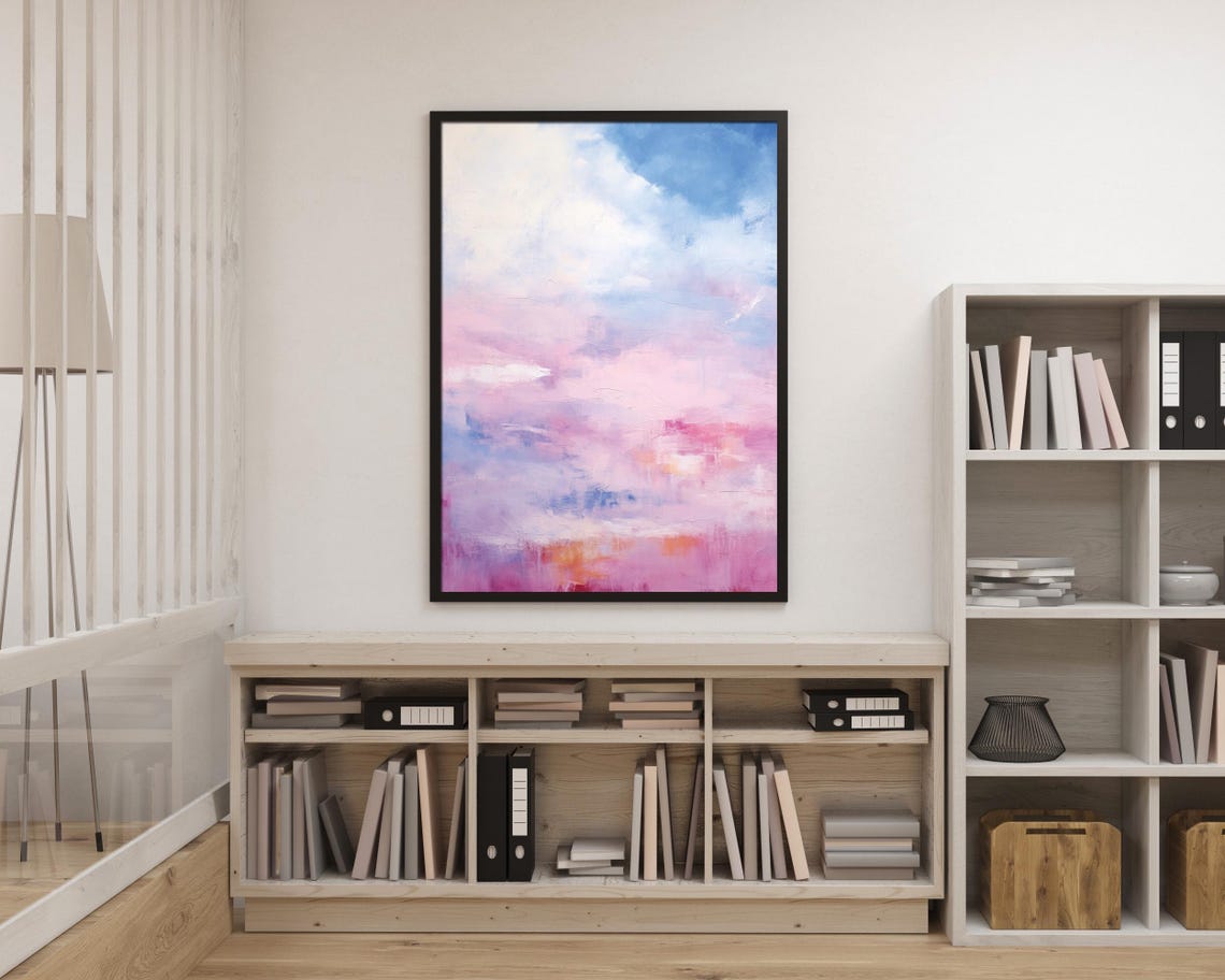 Pastel Pink Sky Impressionist Abstract Cloud Painting Poster
