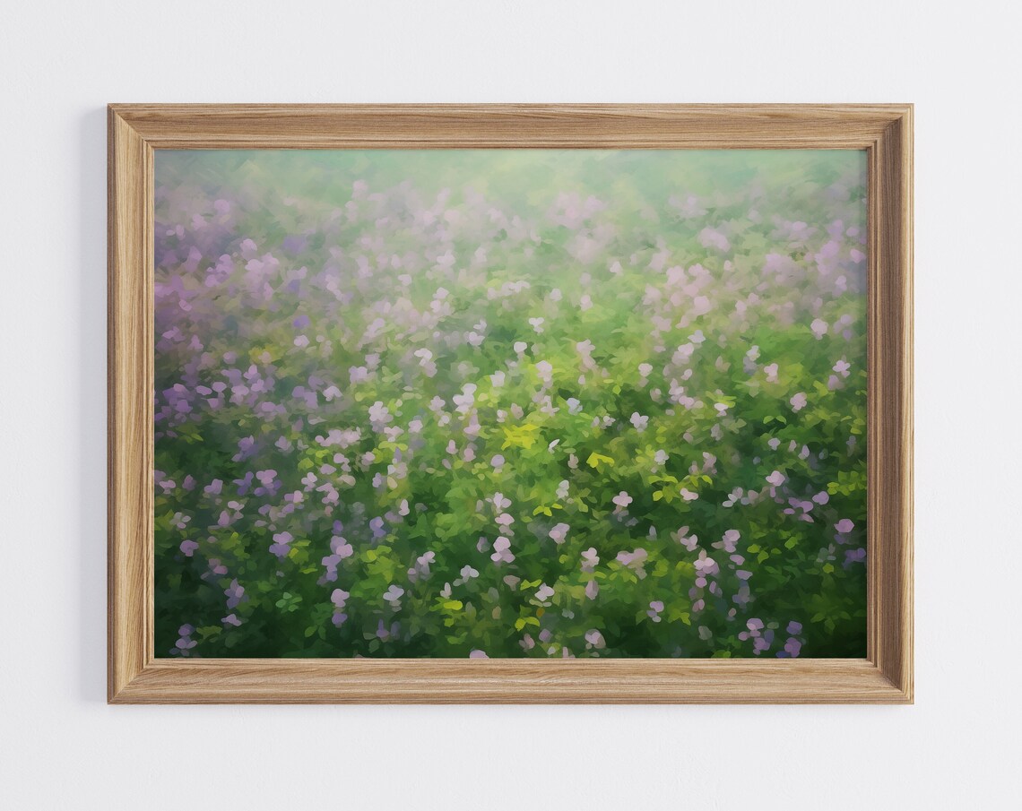 Purple Wildflower Meadow Impressionist Dreamy Spring Floral Field Poster - Image 3