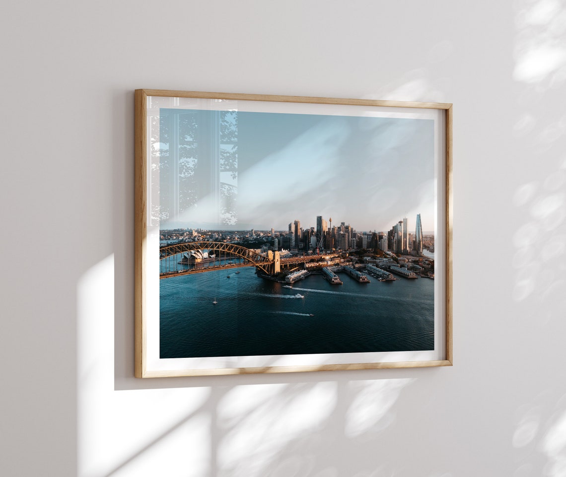 Sydney Harbour City Skyline Sunset Panorama Aerial Photography Poster - Image 2