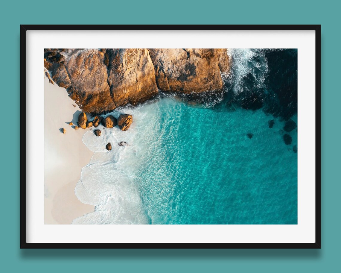 Little Beach Esperance Aerial Turquoise Cove Rocky Shore Poster