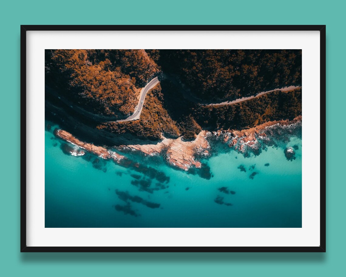 Great Ocean Road Victoria Aerial Cliff Top Drive Turquoise Sea Poster