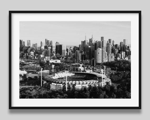 Melbourne MCG Black and White Travel Poster