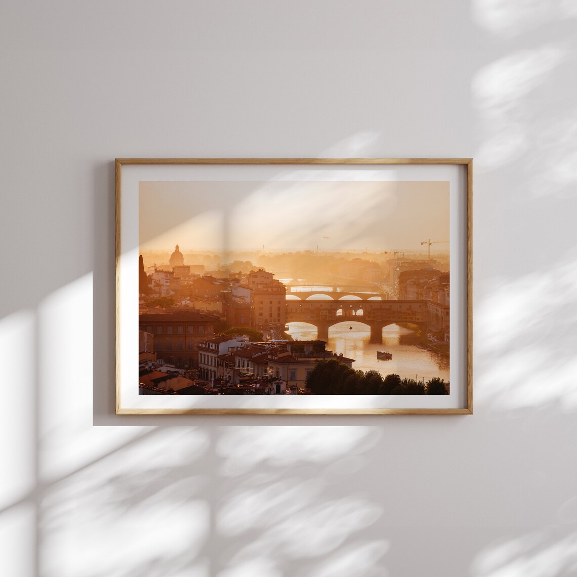 Florence Bridges Ponte Vecchio Arno River Golden Hour Poster - Image 2