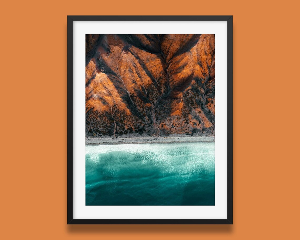 Sellicks Beach South Australia Orange Hills Teal Ocean Aerial Poster