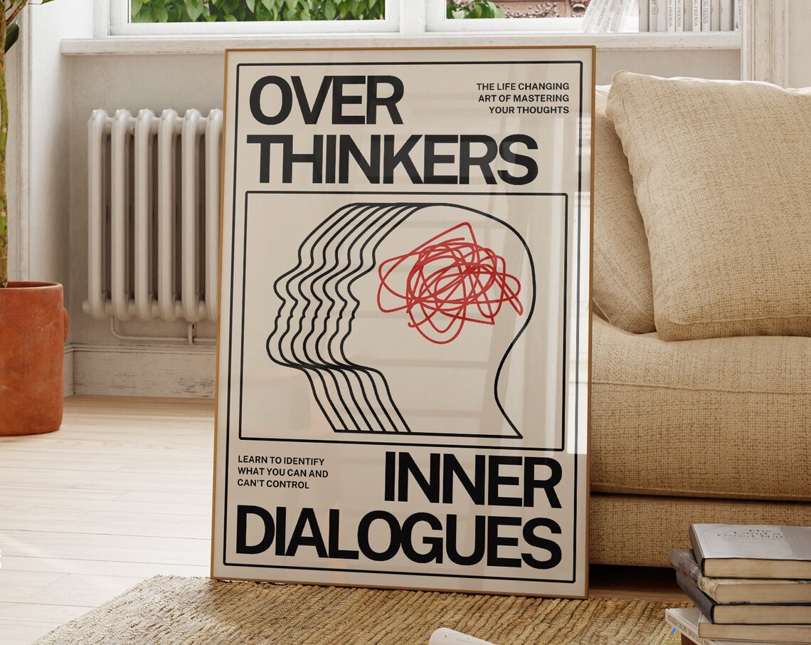 Overthinkers Retro Art Print, Eclectic Decor
