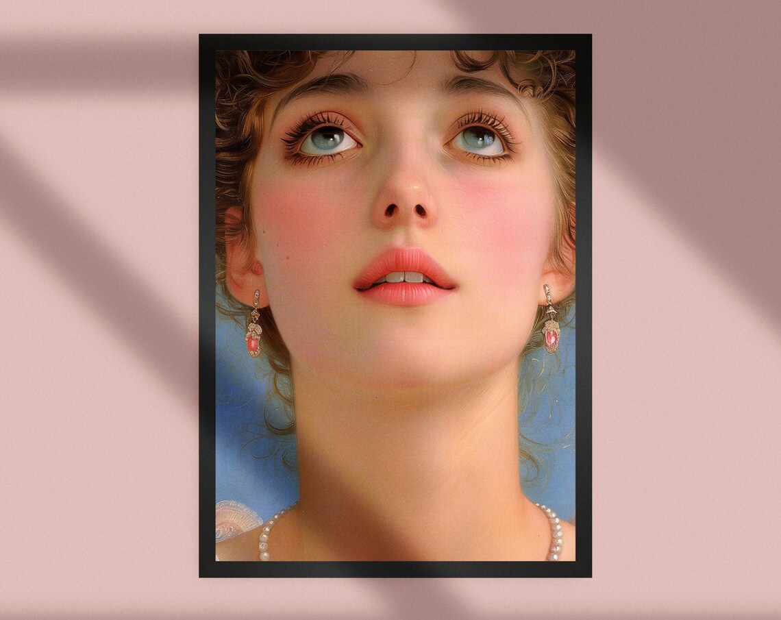 Blue Eyed Beauty Vintage Portrait Toulmouche Style Art Poster