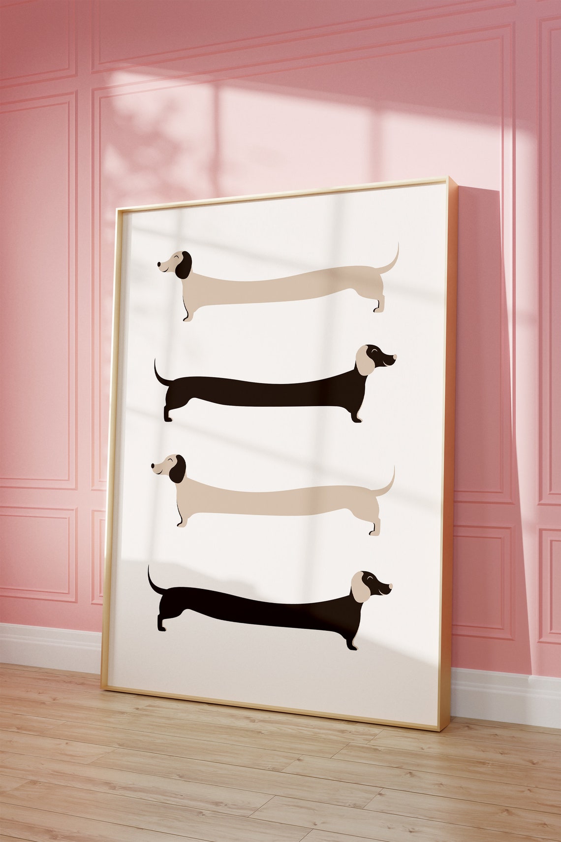 Neutral Dachshund Print Kids Room Poster Preppy Art Dachshund Dog Nursery Room Decor Dog Print Kids Room Weiner Dog Print - Image 2