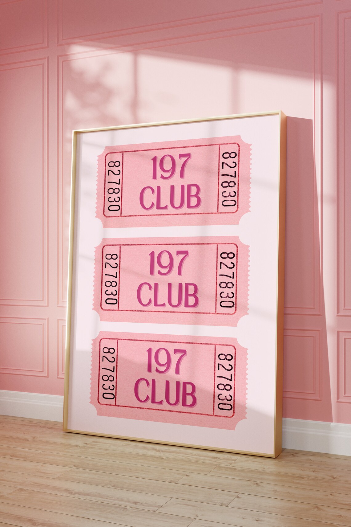 Custom Dorm Room Number Ticket Art, Pink Aesthetic