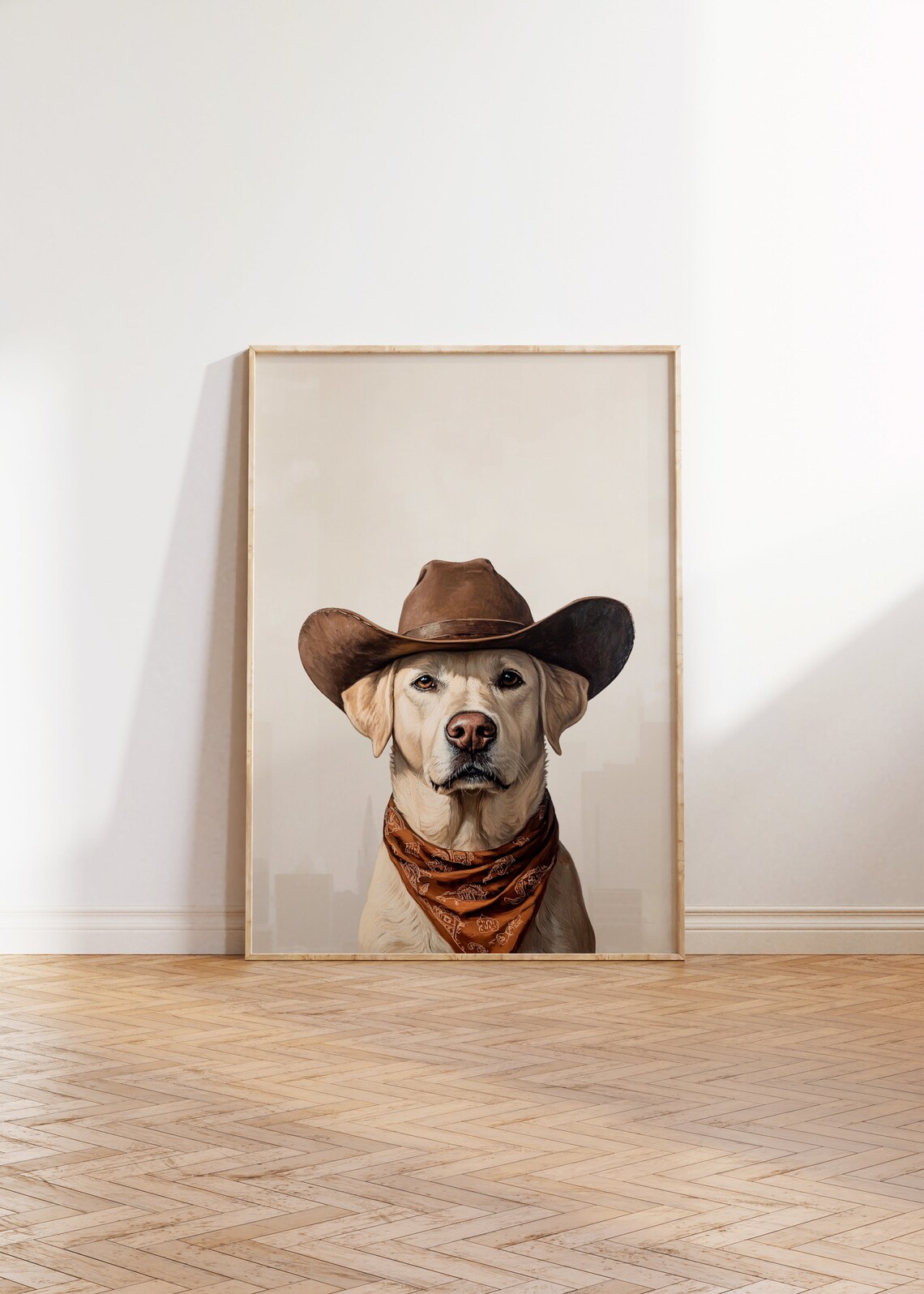 Yellow Labrador Cowgirl Hat Art Print, Western Trendy - Image 2