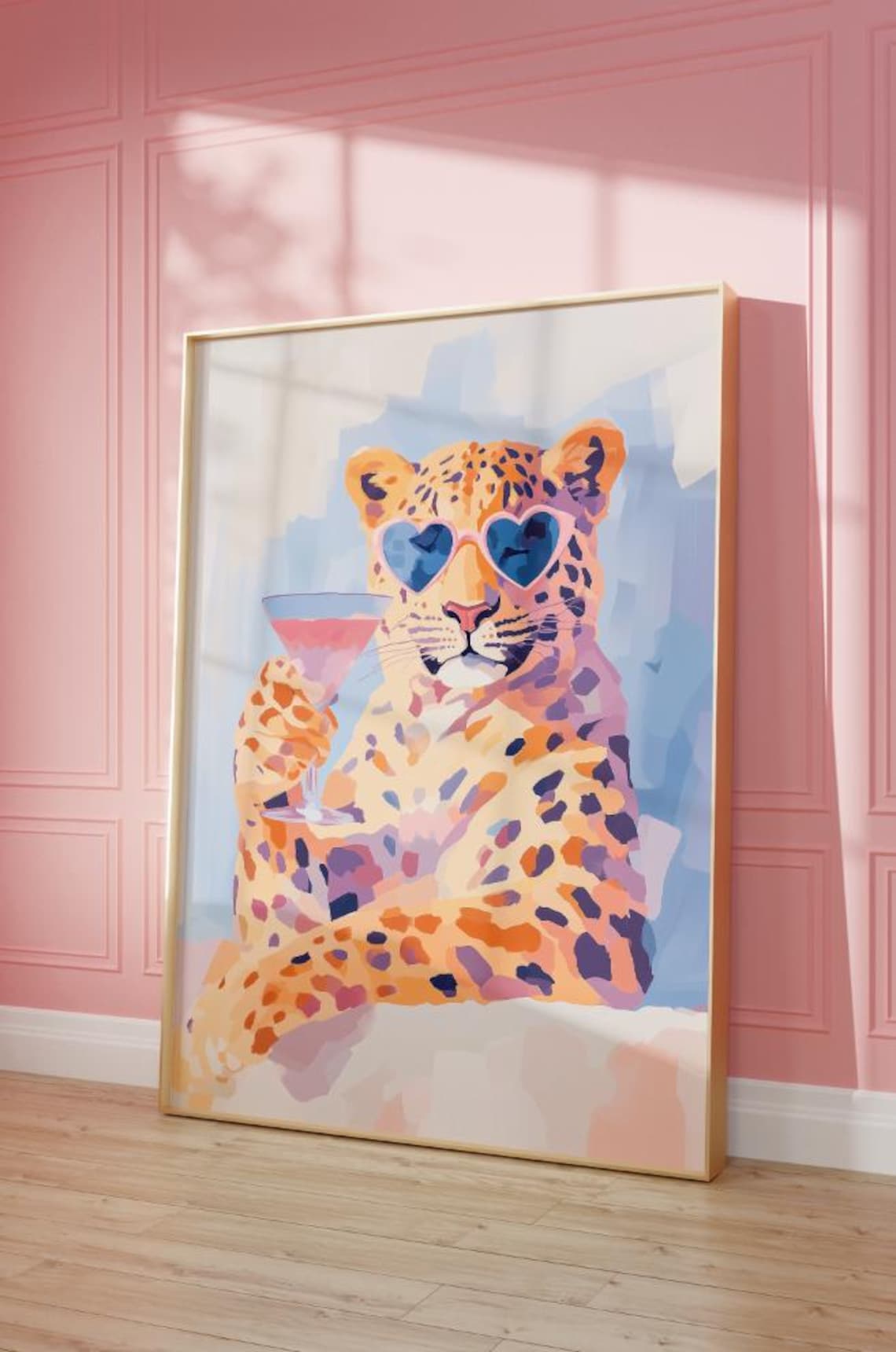 Pink Cheetah Art Print Funky Preppy Decor