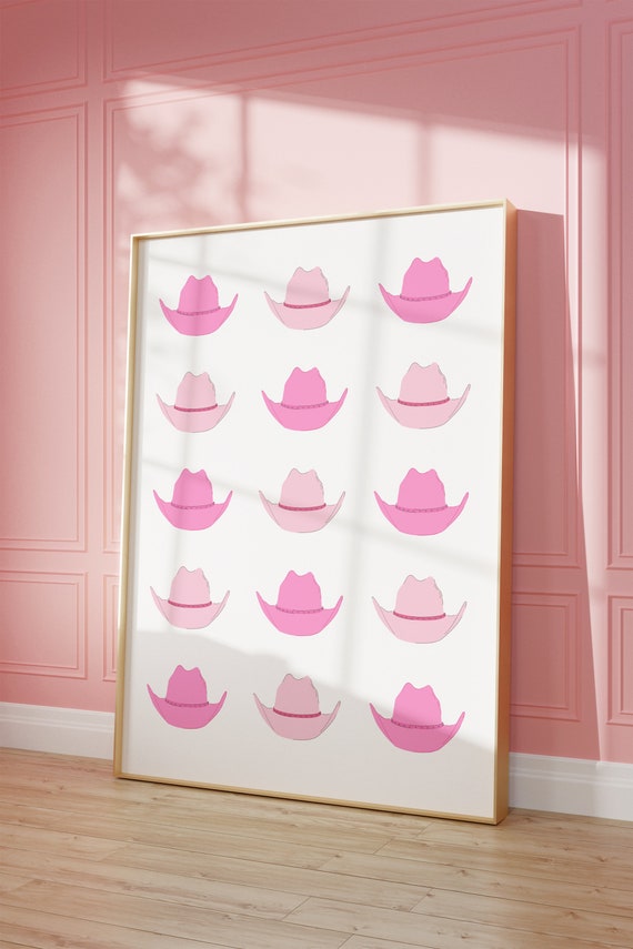 Cowboy Hats Western Art Rodeo Cowboy Western Nursery Decor Cowgirl Western Aesthetic Pink Aesthetic Print Cowboy Hats
