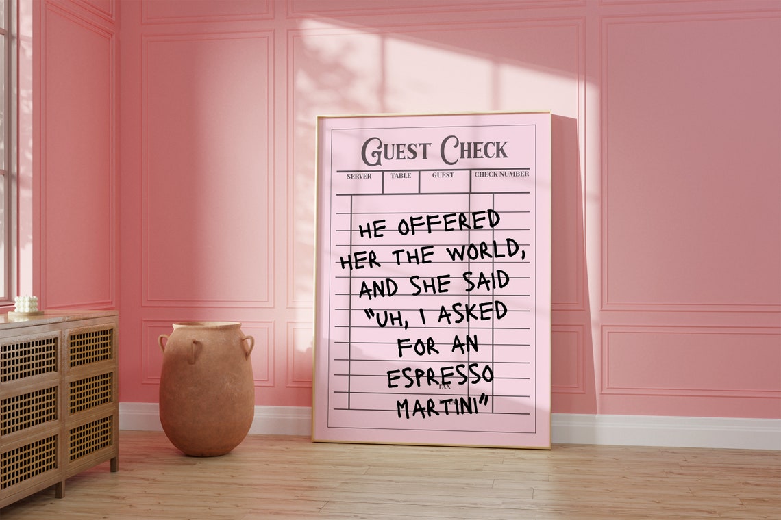 Espresso Martini Funny Vintage Guest Check Quote Wall Poster