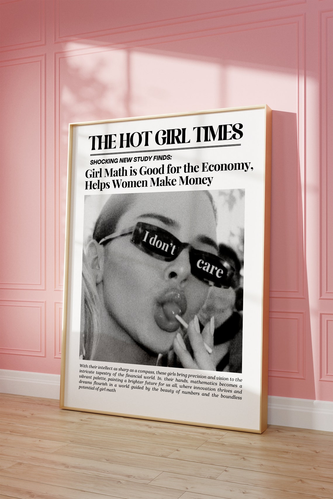 The Hot Girl Times Wall Art Newspaper Print Wall Art Trendy Aesthetic Retro Art Vintage Bar Cart Preppy Dorm Girl Math Art