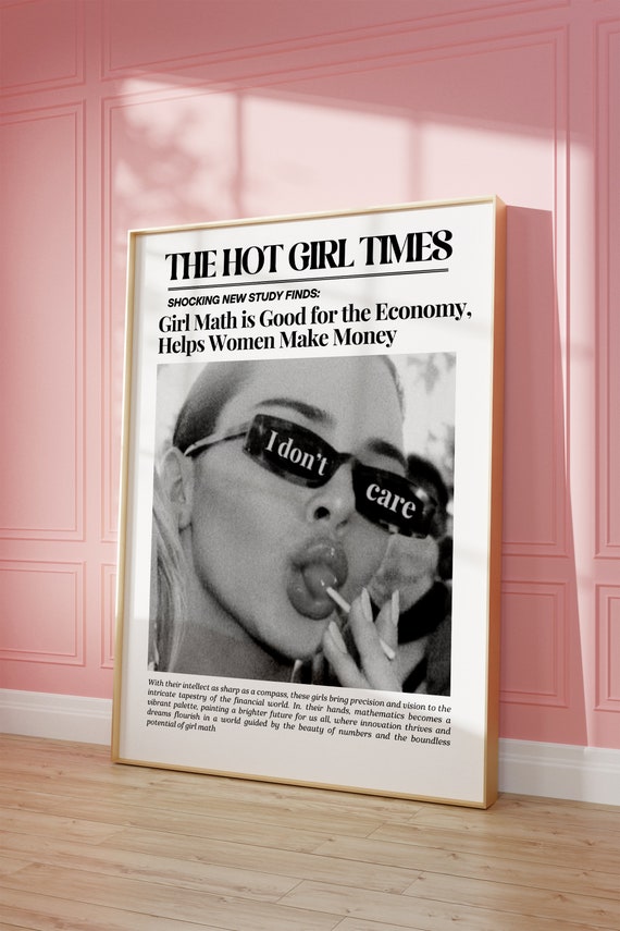 The Hot Girl Times Wall Art Newspaper Print Wall Art Trendy Aesthetic Retro Art Vintage Bar Cart Preppy Dorm Girl Math Art