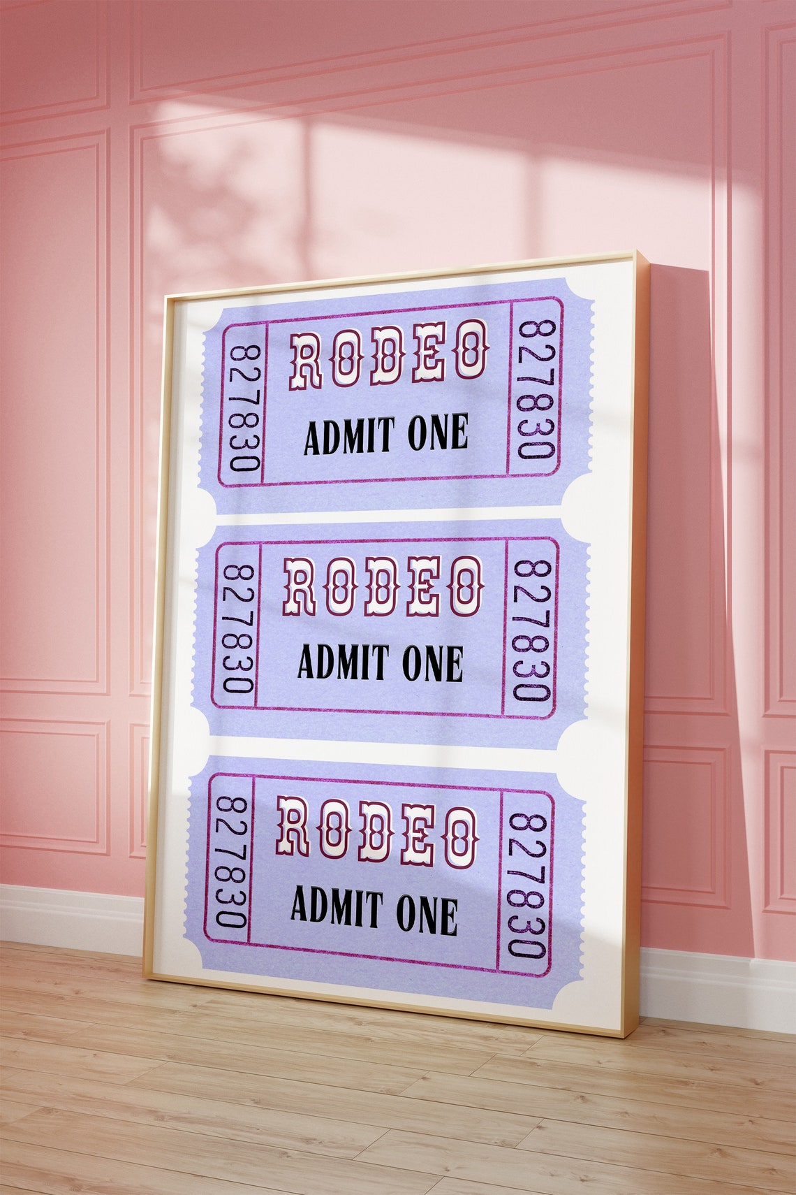 Lavender Rodeo Admit One Ticket Stub Trio Trendy Western Poster