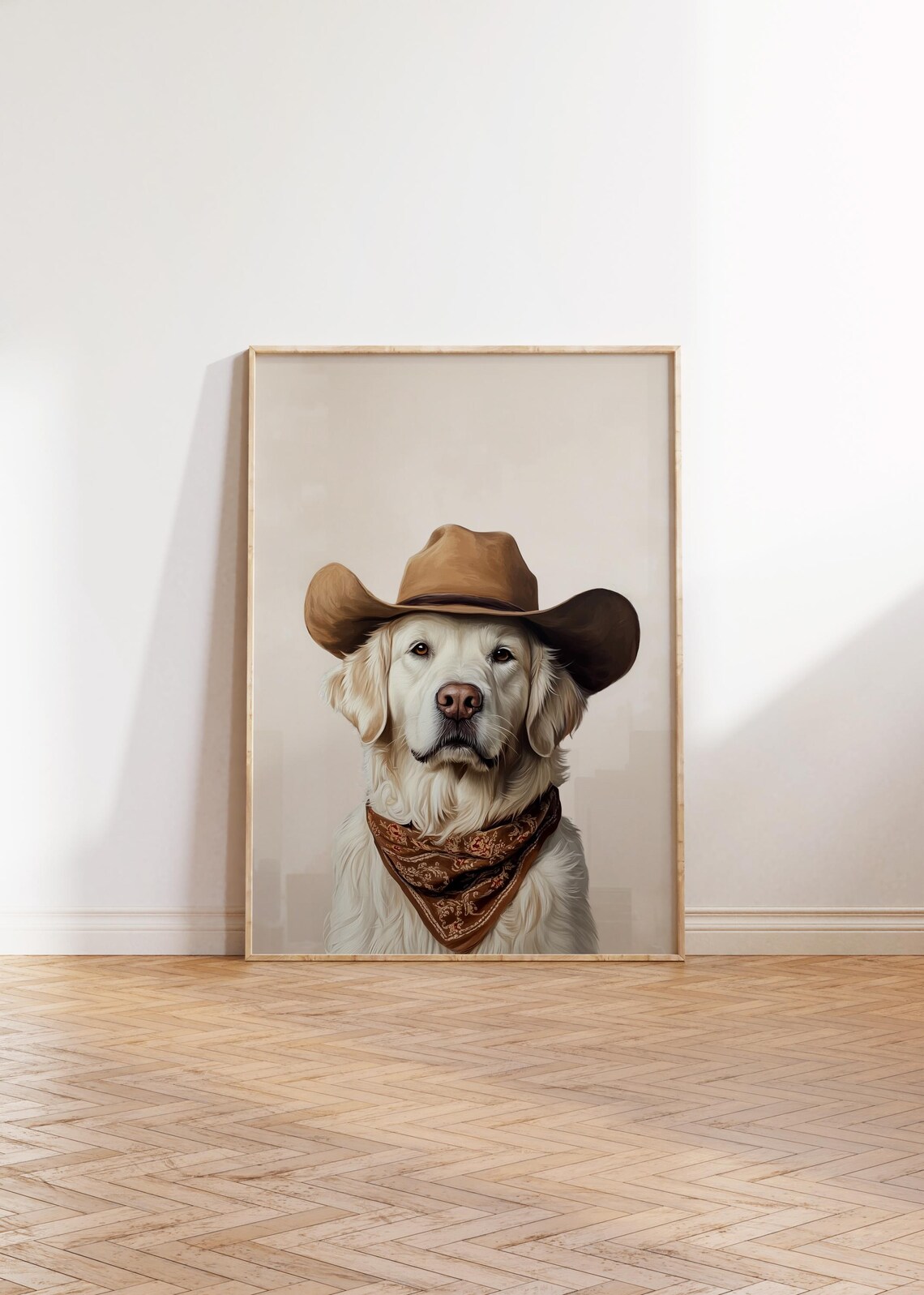 Golden Retriever Cowboy Hat Art Print, Vintage Western - Image 2