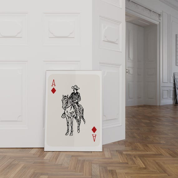Cowboy Playing Card Vintage Cowboy Rodeo Cowboy Western Print Cowgirl Western Aesthetic Western Decor Western Art