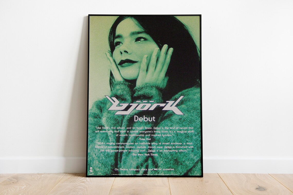 Bjork Debut Album Cover Art Green Portrait 90s Music Icon Poster - Image 3