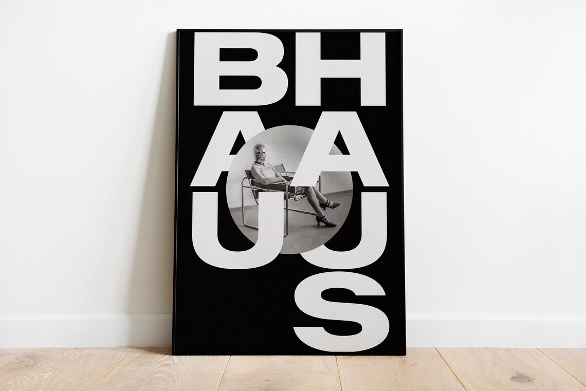 Bauhaus Typography Black and White Vintage Photo Graphic Design Poster - Image 3
