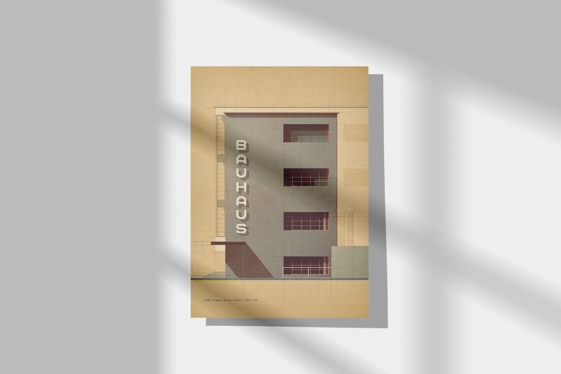 Bauhaus Dessau School Building Facade Vertical Letters Architecture Art Poster - Image 2