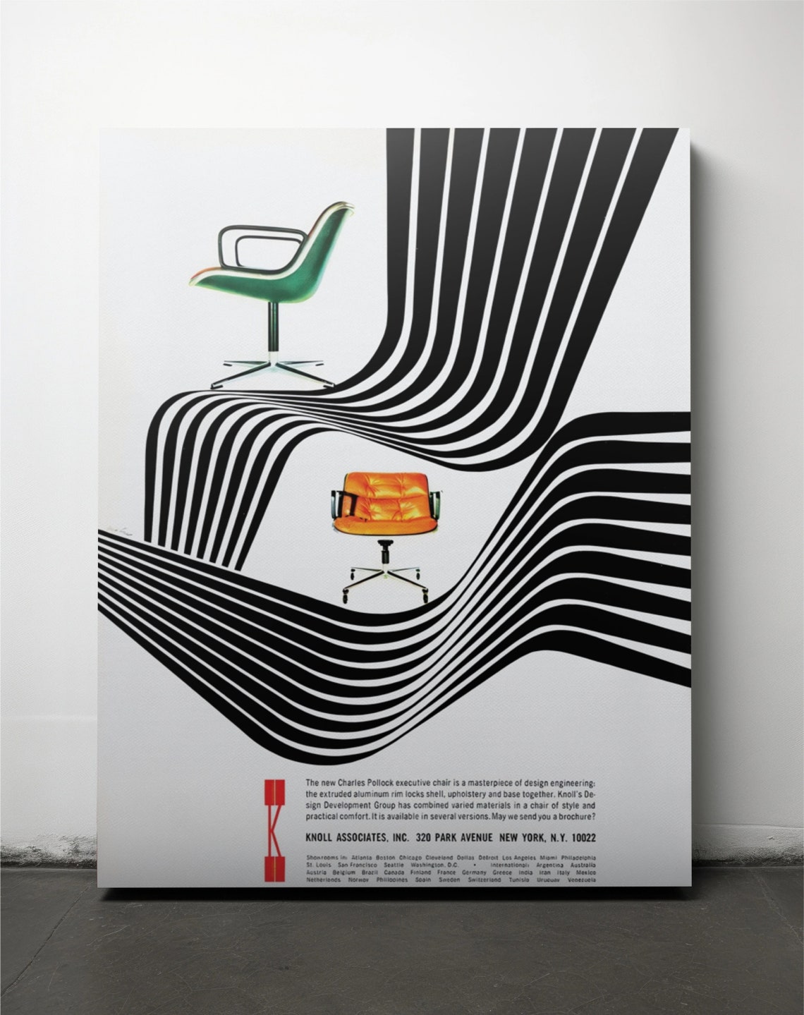 Knoll Charles Pollock Chair Mid Century Modern Vintage Ad Poster - Image 2